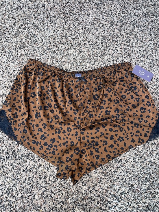 Auden Other - Auden Luxe Satin Lace Bow Leopard Print Sleep Shorts Woman’s Size L | NWT